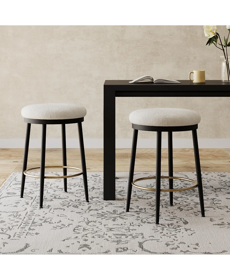 Streamdale Furniture Modern Counter Stools (Set of 2), White, with Iron Frame