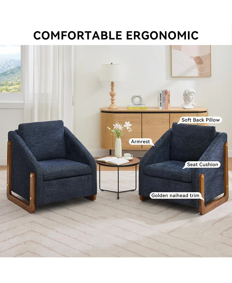 Streamdale Furniture Elegant Modern Chenille Armchair with Wooden Frame and Cushioned Comfort