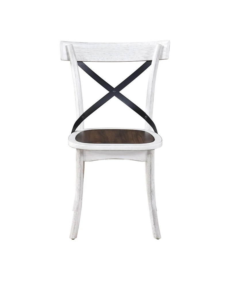 Streamdale Furniture 2 Pieces Set Dining Side Chair Rustic Modern Farmhouse Design Retro Design With Metal X Design