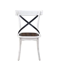 Streamdale Furniture 2 Pieces Set Dining Side Chair Rustic Modern Farmhouse Design Retro Design With Metal X Design