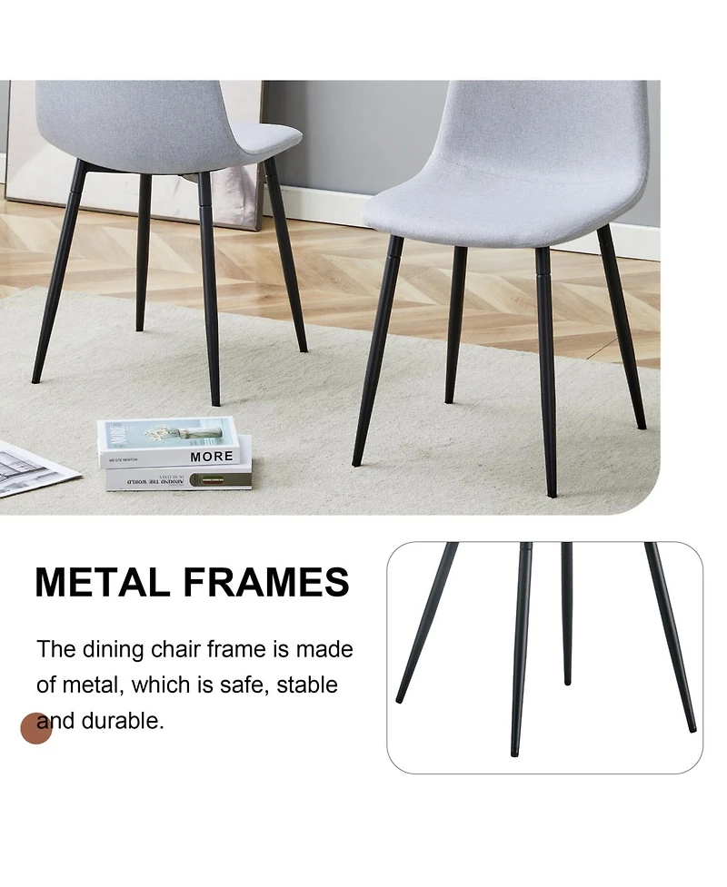 Streamdale Furniture Comfortable Linen-Cotton Dining Set (6 Pieces, Light Gray)