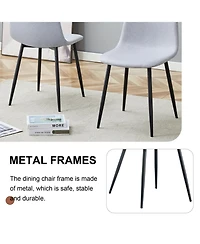 Streamdale Furniture Comfortable Linen-Cotton Dining Set (6 Pieces, Light Gray)