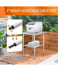 Streamdale Furniture Stainless Steel Table 30x36 with Adjustable Shelf