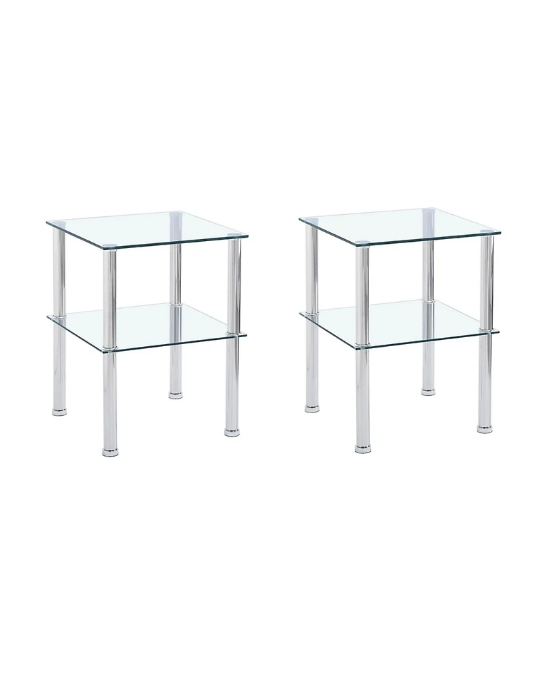Streamdale Furniture Clear 2-Tier Side/End Table with Storage