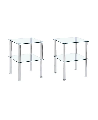 Streamdale Furniture Clear 2-Tier Side/End Table with Storage