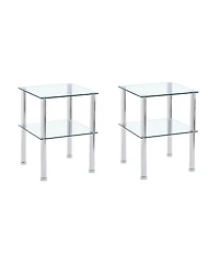 Streamdale Furniture Clear 2-Tier Side/End Table with Storage