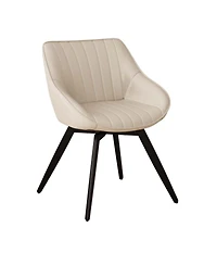 Streamdale Furniture Beige Pu Dining Chairs Black Metal Legs (Set of 2)