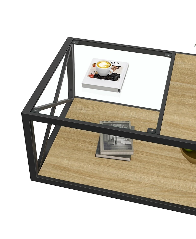 Streamdale Furniture Modern Glass & Wood Coffee Table
