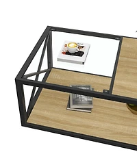Streamdale Furniture Modern Glass & Wood Coffee Table