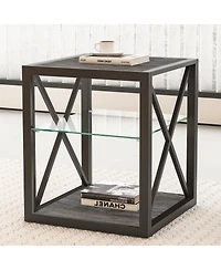 Streamdale Furniture Modern End Table Nightstand - Glass & Wood