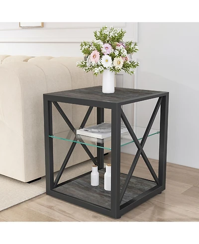 Streamdale Furniture Modern End Table Nightstand - Glass & Wood