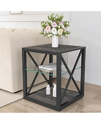 Streamdale Furniture Modern End Table Nightstand - Glass & Wood