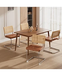 Streamdale Furniture Rattan Dining Chairs Faux Leather Brown (Set of 2)