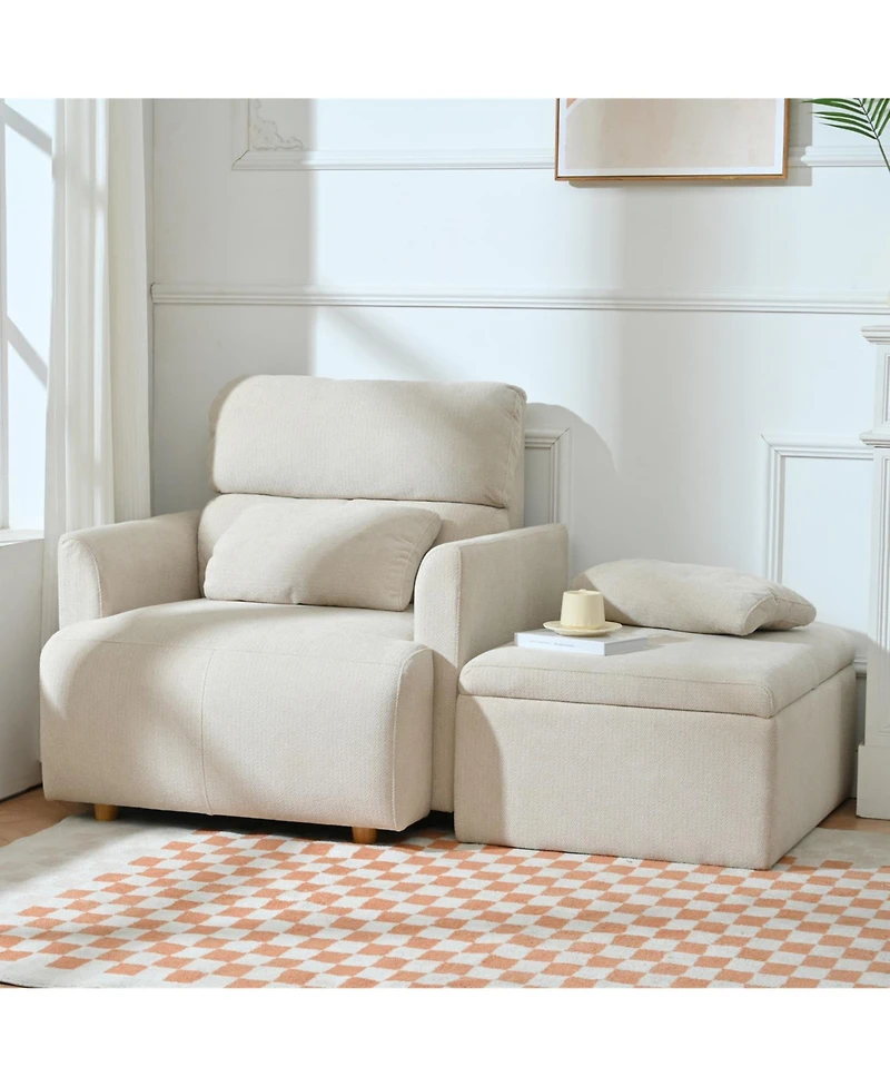 Streamdale Furniture Streamdale Oversized Accent Chair w/ Ottoman - Modern Lounge Reading Chair