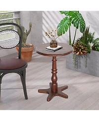 Streamdale Furniture Round End Table - Wooden Pedestal, Vintage Accent (Walnut