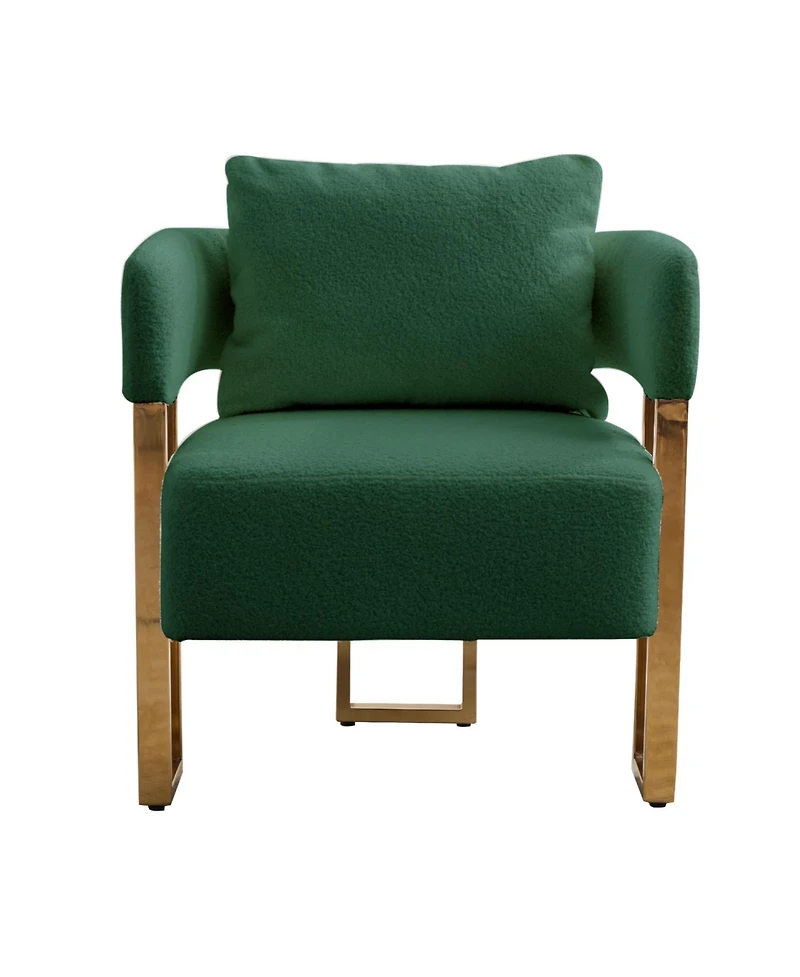 Streamdale Furniture Ts Modern Green Teddy Fleece Chair Gold Legs 2PC
