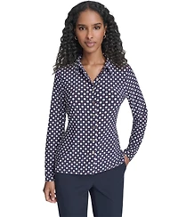 Tommy Hilfiger Women's Double Dot Long-Sleeve Button Down Shirt