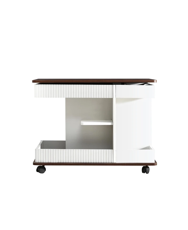 Streamdale Adjustable Lift-Top End Table with Wheels & Storage