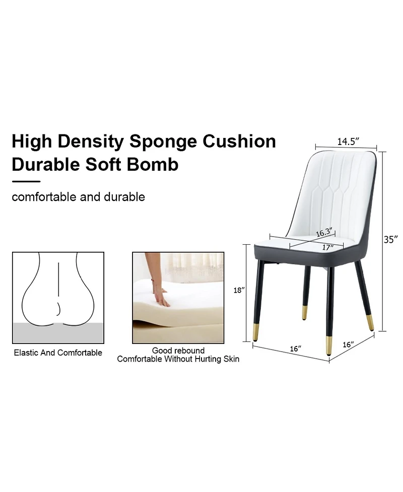 Streamdale Furniture Modern Dual Tone Pu Leather Dining Chairs