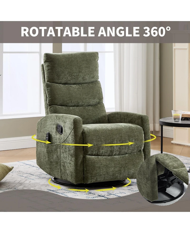 Streamdale Furniture Heat Massage Rocker Recliner Chair, Swivel Fabric