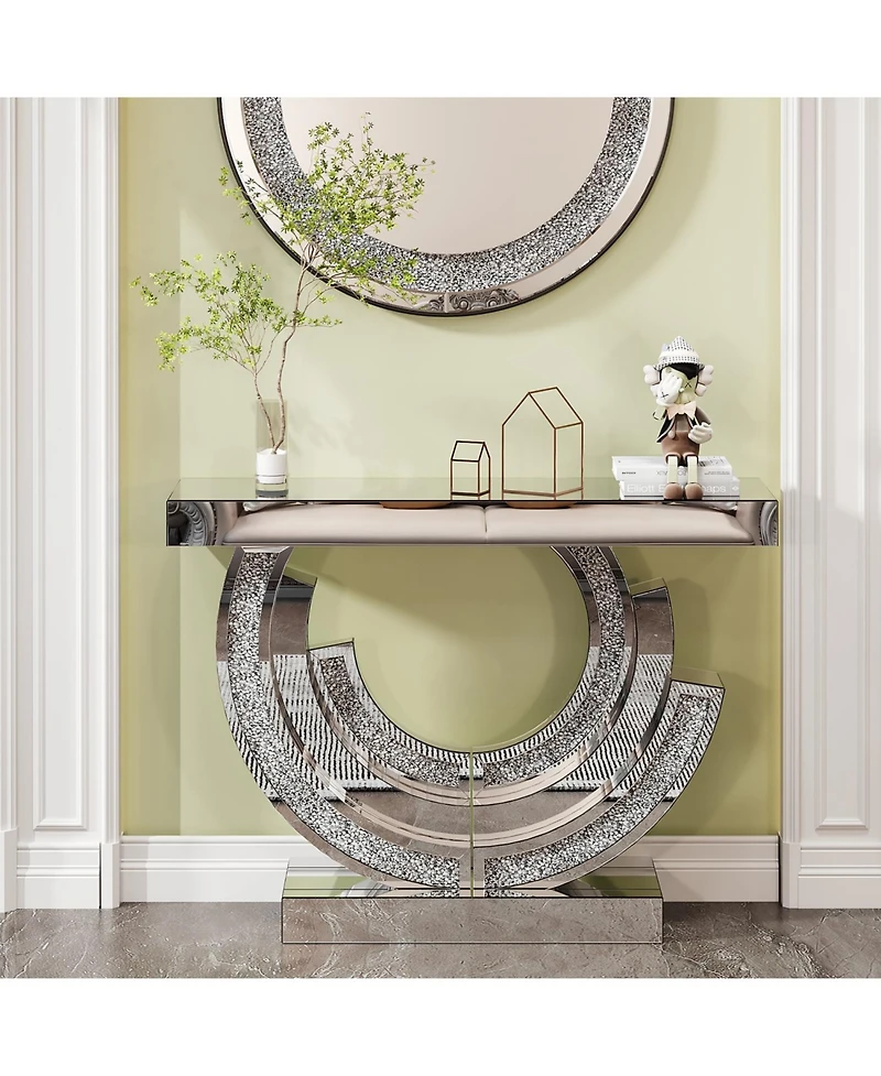 Streamdale Crushed Diamond Mirrored Console Table