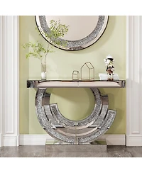 Streamdale Crushed Diamond Mirrored Console Table