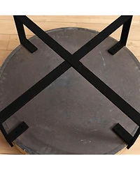 Streamdale Furniture Modern Retro Round Coffee Table - Black Cross Legs