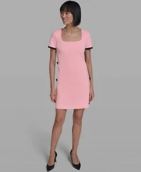 Karl Lagerfeld Paris Women's Bow Trim Scuba Crepe Sheath Dress