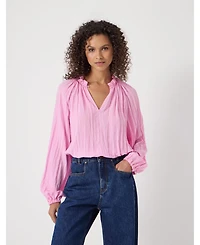 Hush Women's Ruffled Long Sleeve Blouse