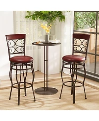 Costway Set of 2 Vintage Bar Stools Swivel Padded Seat 30'' Bistro Dining Kitchen Pub Chair High Back