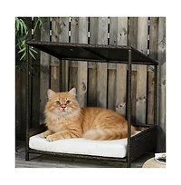 Zeus & Ruta Brown Raised Rattan Cat Bed