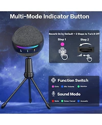 ZealSound Rgb Usb Microphone for iPhone Pc Gaming Noise Cancellation Touch Mute Echo Volume Gain Monitor for Podcast Zoom YouTube Streaming