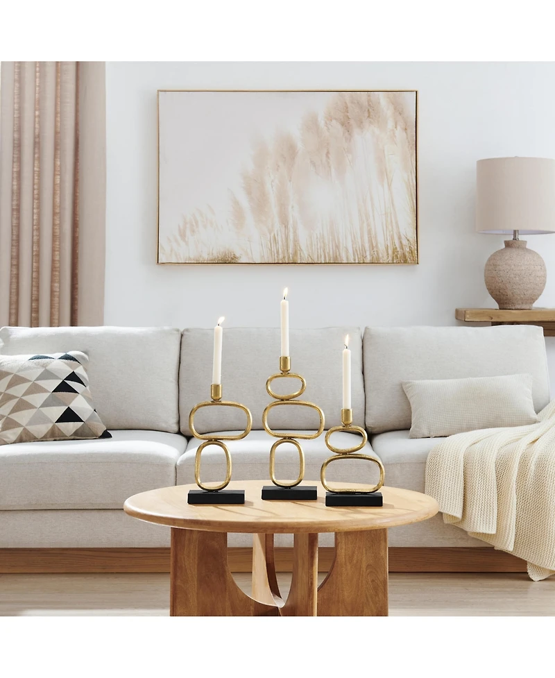 Danya B Eduardo Gold and Black Candlestick Candle Holders - Set of 3