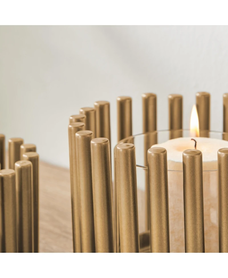 Danya B Pela Pillar Ring Warm Gold Midcentury Modern Votive Hurricane Candle Holders - Set of 2