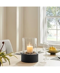 Danya B Pillar Hurricane Candleholder with Decorative Pebble Base