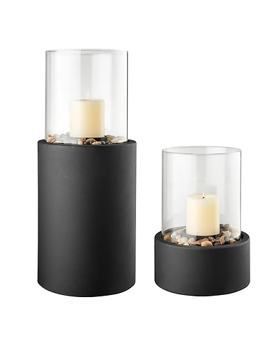 Danya B Pillar Hurricane Candleholder with Decorative Pebble Base