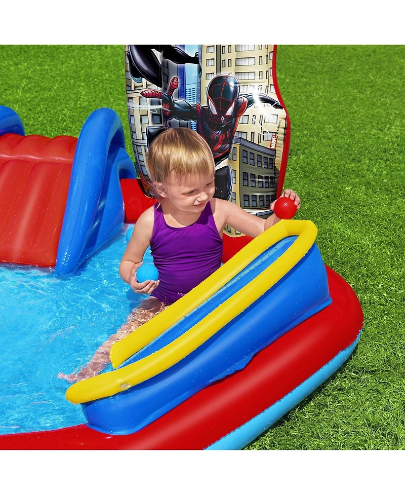 Bestway Marvel Spider-Man Inflatable Kids Outdoor Water Play Center and Water Slide
