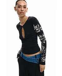 Desigual Women's T-shirt opening lettering