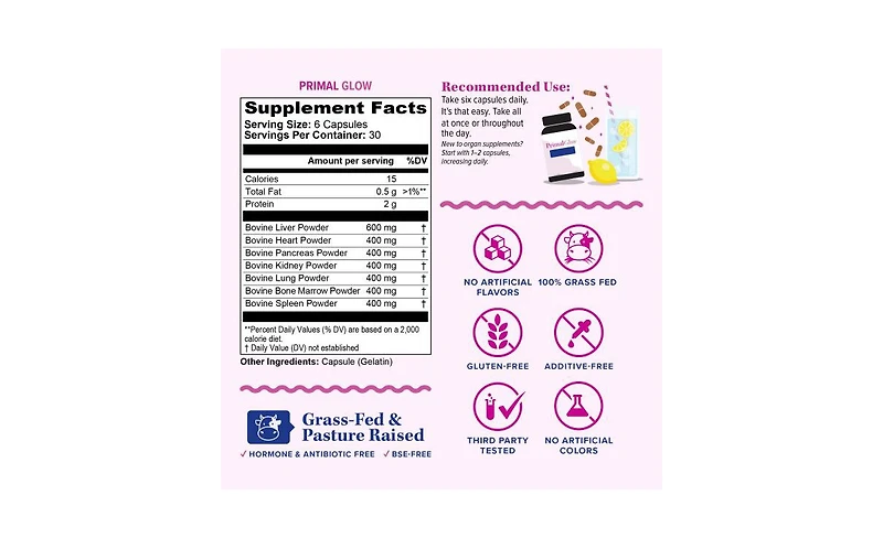 Vitauthority Primal Glow Beef Organ Caps, 180ct