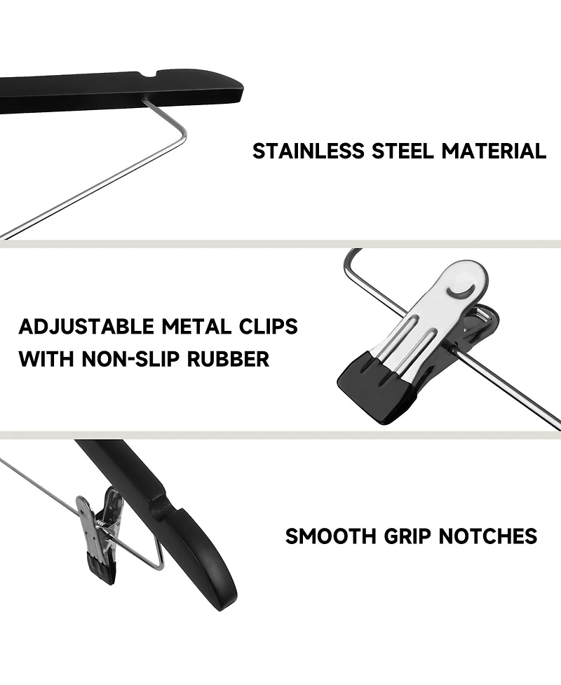 BP4U Premium Wooden Clothes Hangers with Swivel Hook – Solid Wood Skirt/Pant Clips for Suits and Coats