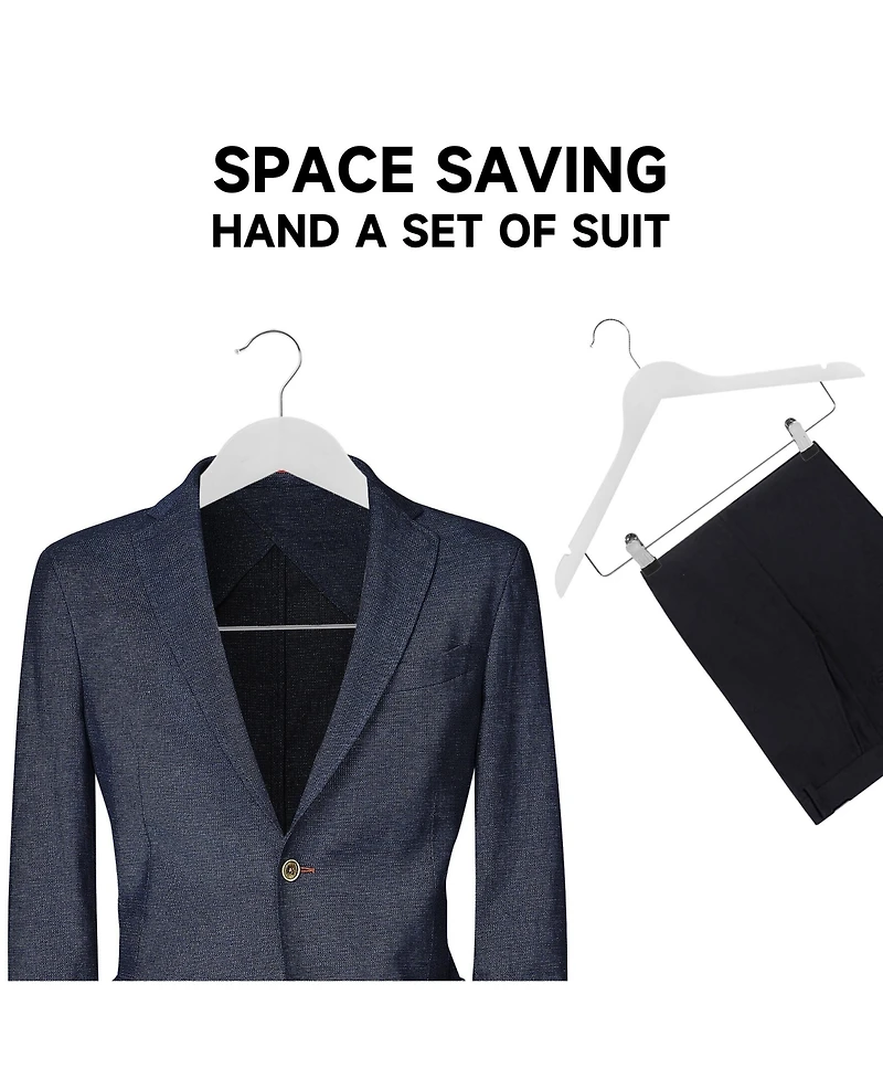 BP4U Premium Wooden Clothes Hangers with Swivel Hook – Solid Wood Skirt/Pant Clips for Suits and Coats