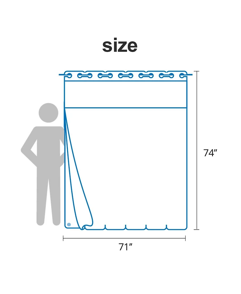 Awesome Home Slub Texture Shower Curtain with Snap-In Liner, and Sheer Window, 71"X74"