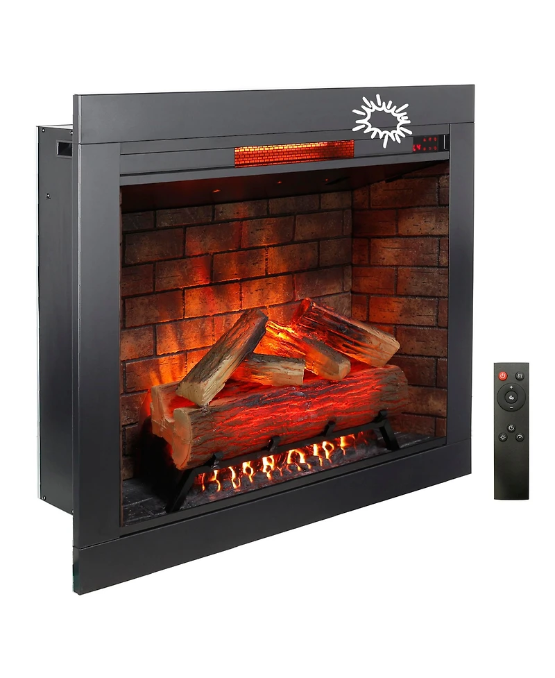 Flynama 33 inch Infrared Electric Fireplace with Removable Trim kit Insert, Touch Panel Home Decor Heater, Smokeless Firebox With Fire Crackling Sound