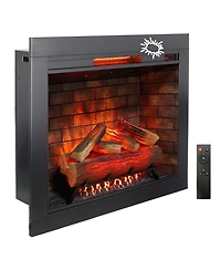 Flynama 33 inch Infrared Electric Fireplace with Removable Trim kit Insert, Touch Panel Home Decor Heater, Smokeless Firebox With Fire Crackling Sound