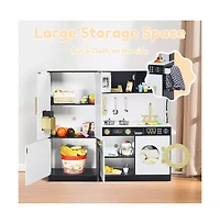 Kinder King Pretend Play Kitchen Wooden Toy Set for Kids with Sounds, Utensils, Oven & Microwave, Gift Age 3+