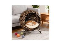 Zeus & Ruta Hand Woven Banana Leaf Elevated Cat Bed with Cushion