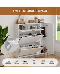 Boyel Living 49.21 in. H Wood Shoe Storage Cabinet with Flip-Up Drawers Adjustable Shelf