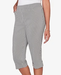 Alfred Dunner Petite Classic Stretch Stripe Clamdigger Capri Pants