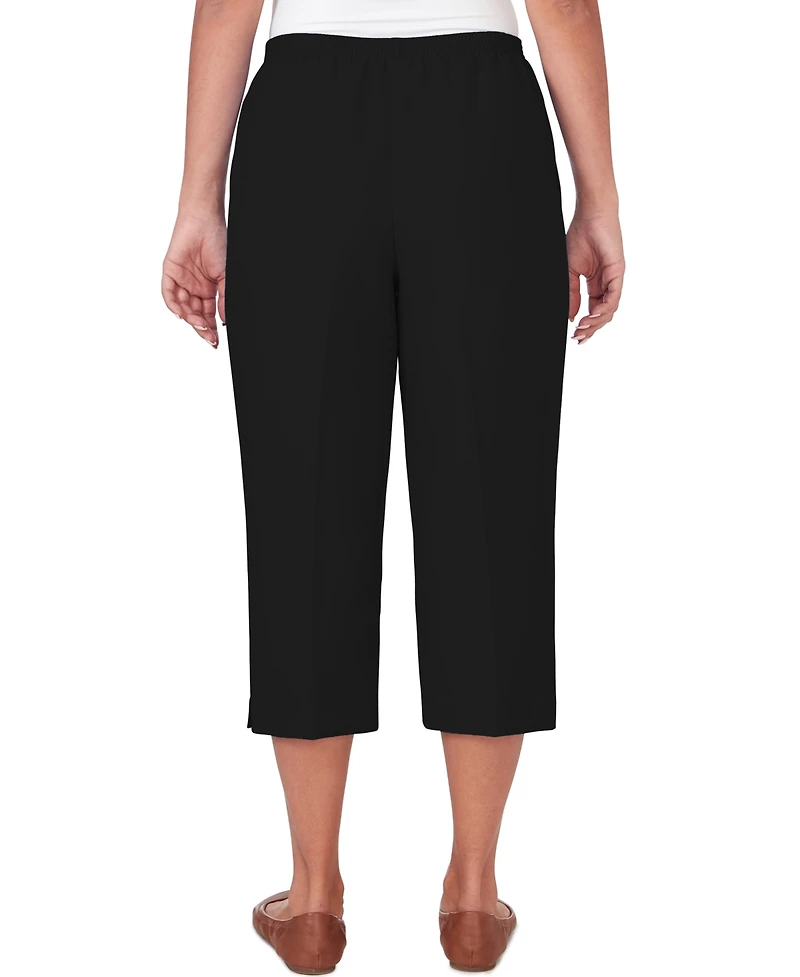 Alfred Dunner Petite Classic Button Hem Gathered Waistband Capri