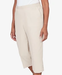 Alfred Dunner Petite Classic Solid Twill Button Hem Capri Pants